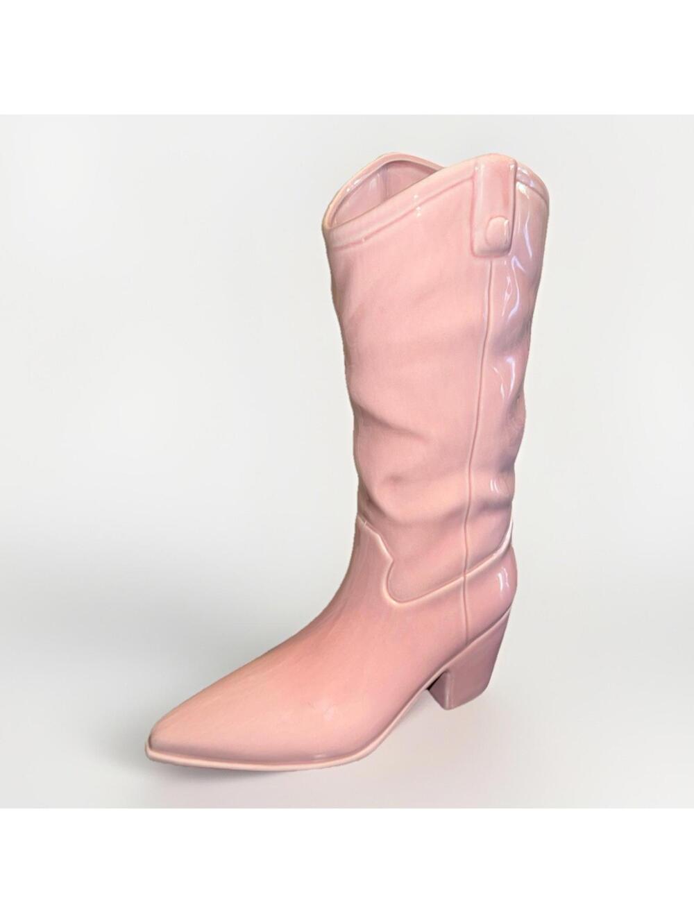 NEW Cowboy Cowgirl Boot Vase Planter PINK Glazed Pink CHIC, CUTE TRENDY